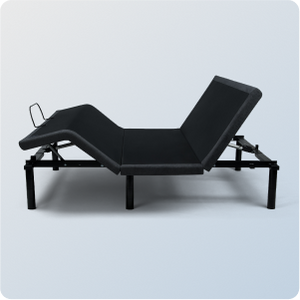 Black adjustable bed on a light gray background