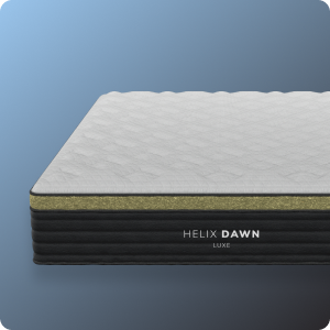 Helix Dawn Luxe mattress on a blue background