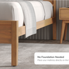 An image of the Ludlow Bed Frame with a callout that no foundation or additional support is needed