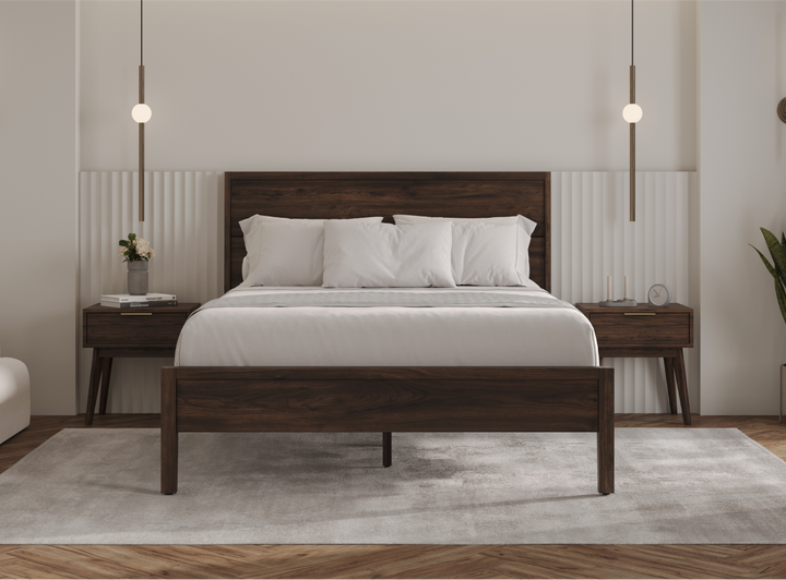 An image of the Ludlow Bed Frame and Nightstands in a bedroom scene