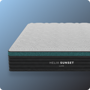 Helix Sunset mattress on a blue gradient background