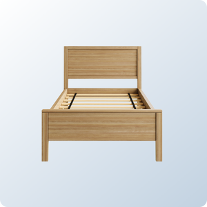 An image of the Cooper Bed Frame on a blue background gradient